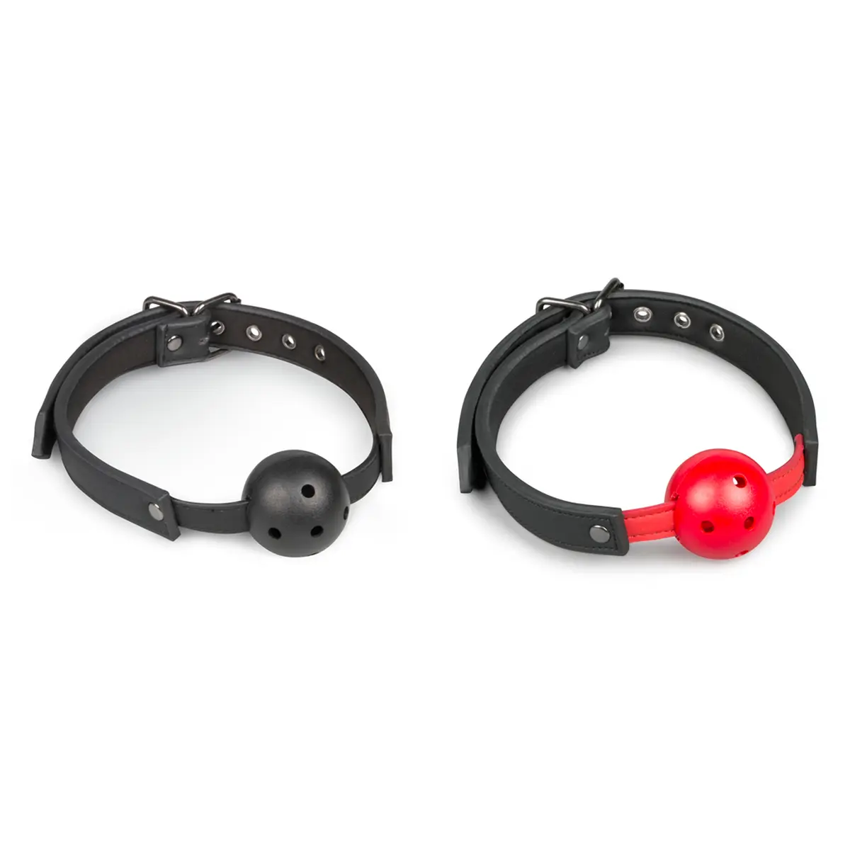 PVC-Kugelknebel mit verstellbarem Riemen – Schwarz oder Rot