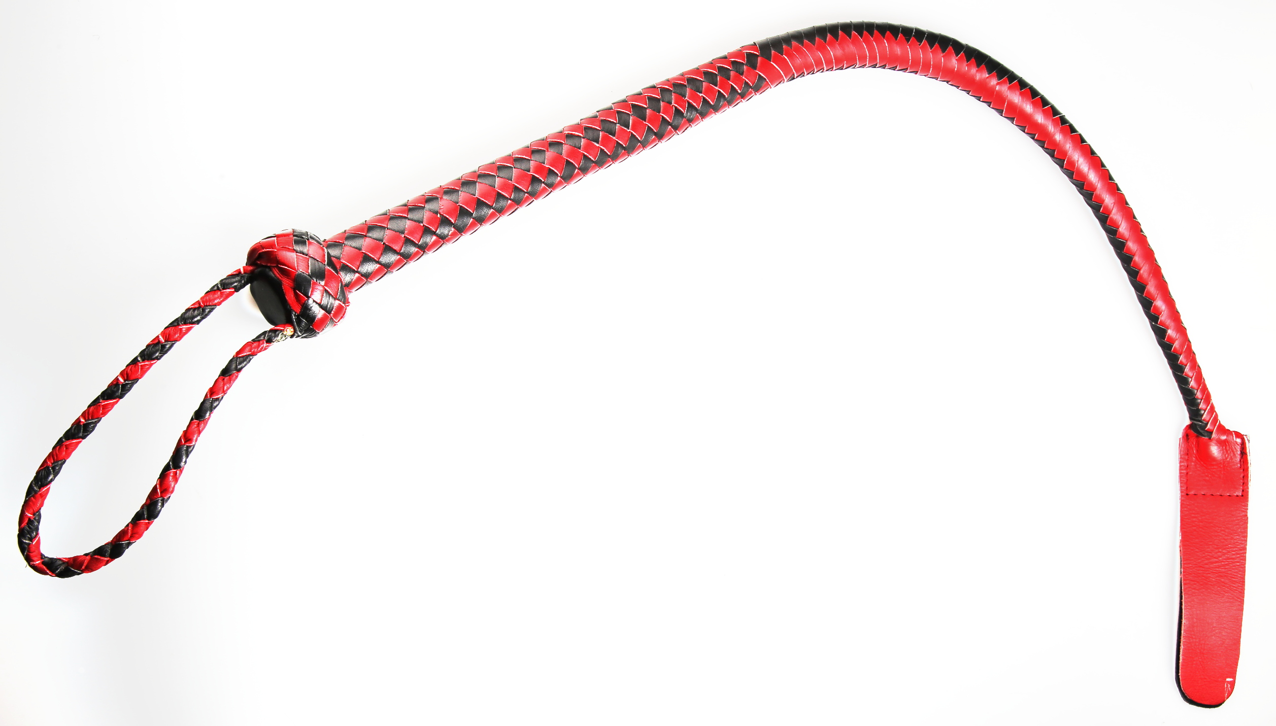 Kantschu - Single Tail Whip - mit Klatsche 90cm - rot-schwarz